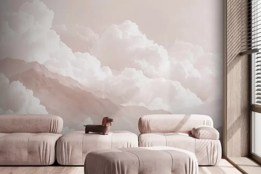 wall murals Soft mountain landscape in light powdery tones w09226v1