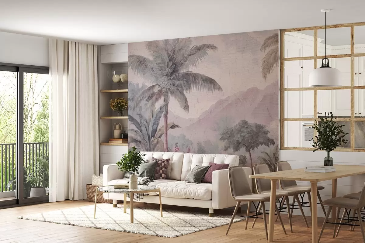 wall murals tropical jungle in retro style w04139