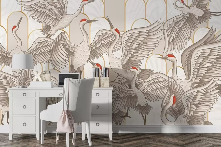 wall murals Birds & Vintage Arches w04193