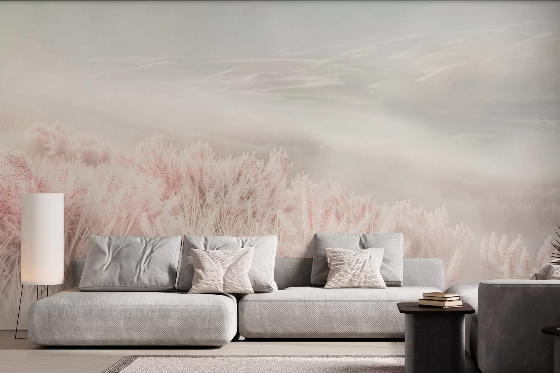 wall murals a field with fluffy grass w04211