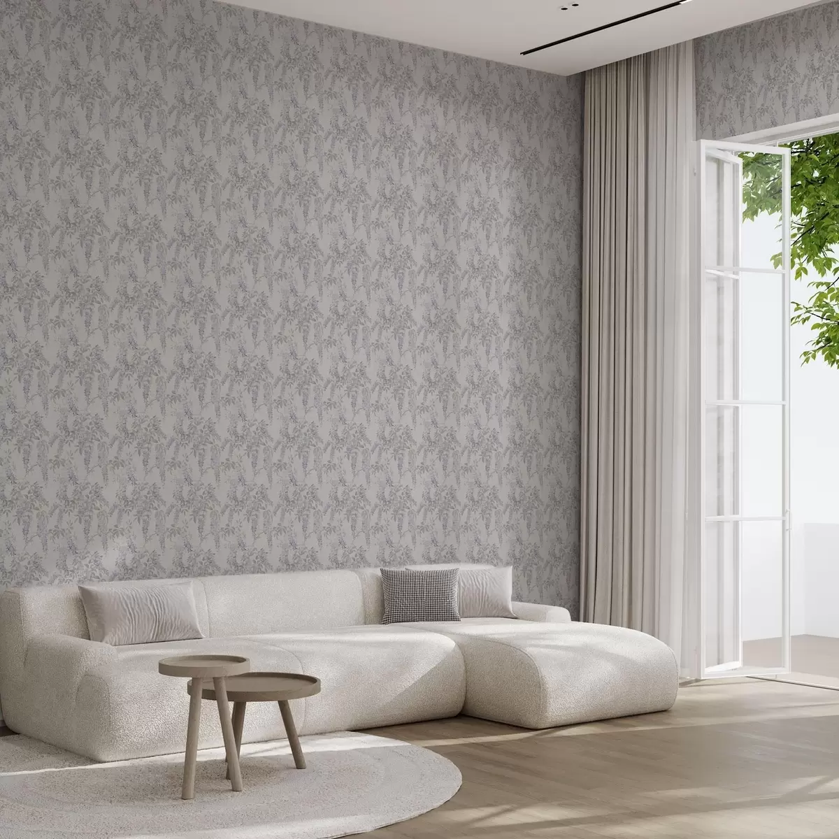 Wallpaper Lilac wisteria on white background, watercolor style a00239