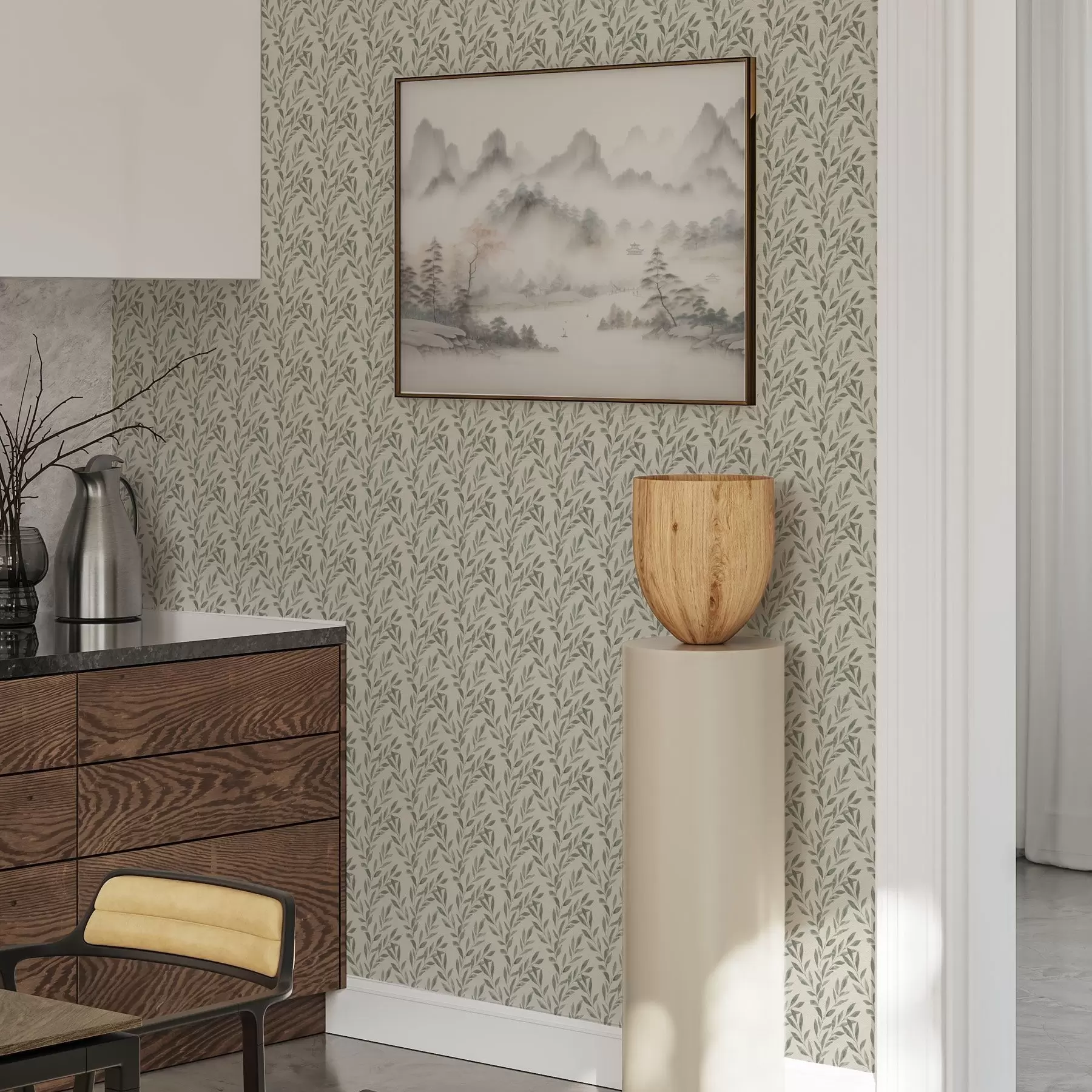 wall murals Neat olive branches on a light background a00243