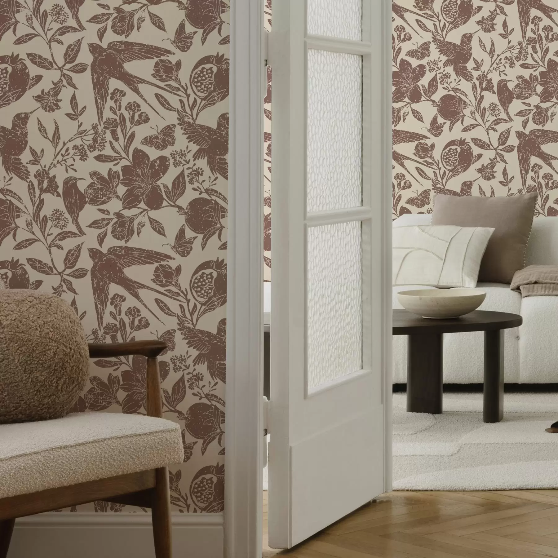 wall murals Birds, pomegranates and flowers in vintage style a00263