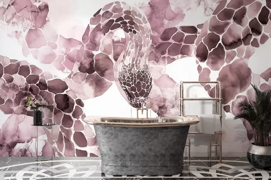 wall murals Snake silhouette, watercolor style, burgundy colors w04113v1