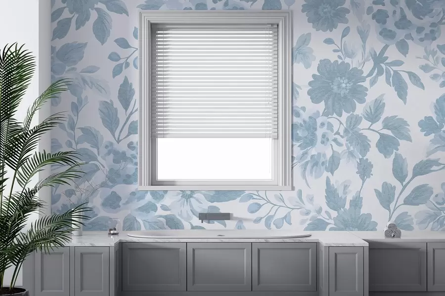 wall murals Boho style flowers with leopard print, blue color w04114v1