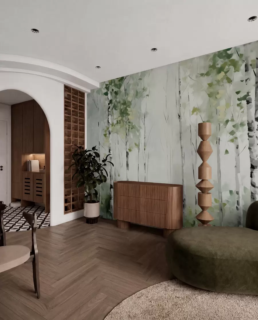wall murals Deciduous forest imitation painting w04234