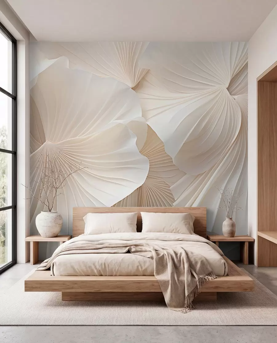 wall murals petals, flowers, white, cream, texture, tenderness, decorative w04216