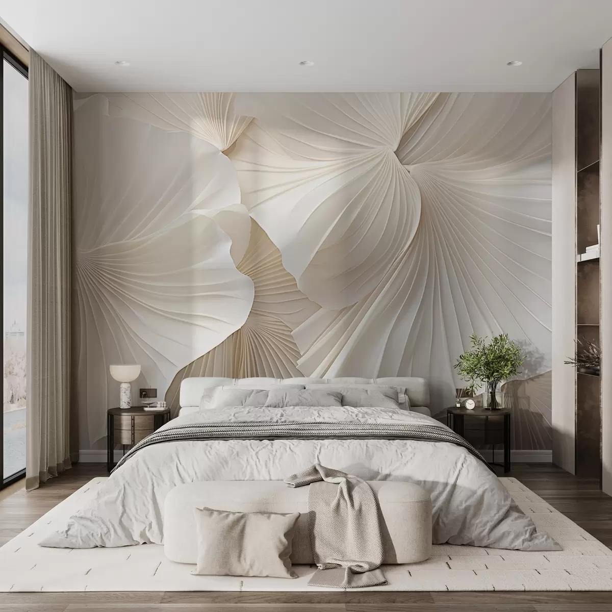 wall murals petals, flowers, white, cream, texture, tenderness, decorative w04216