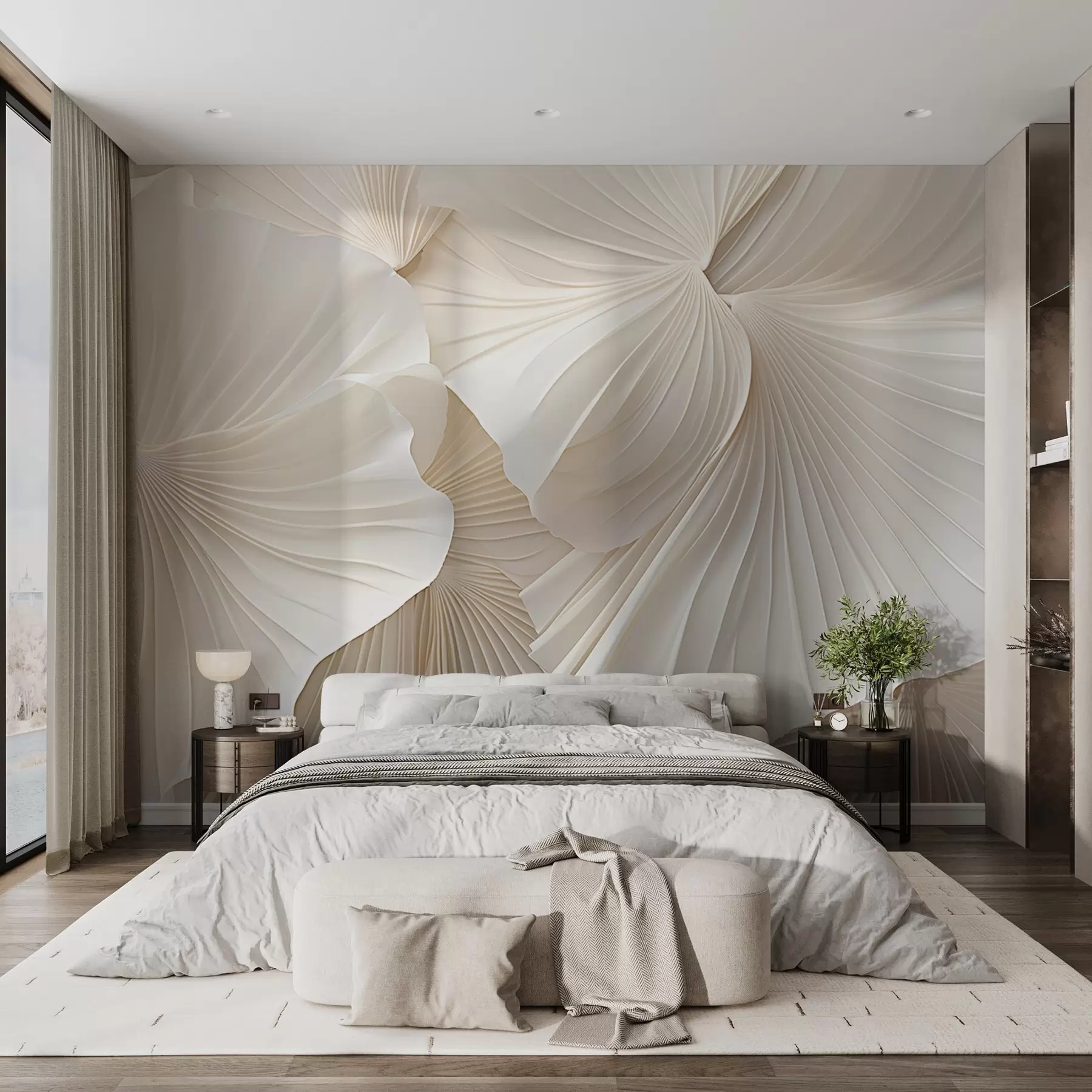 wall murals petals, flowers, white, cream, texture, tenderness, decorative w04216