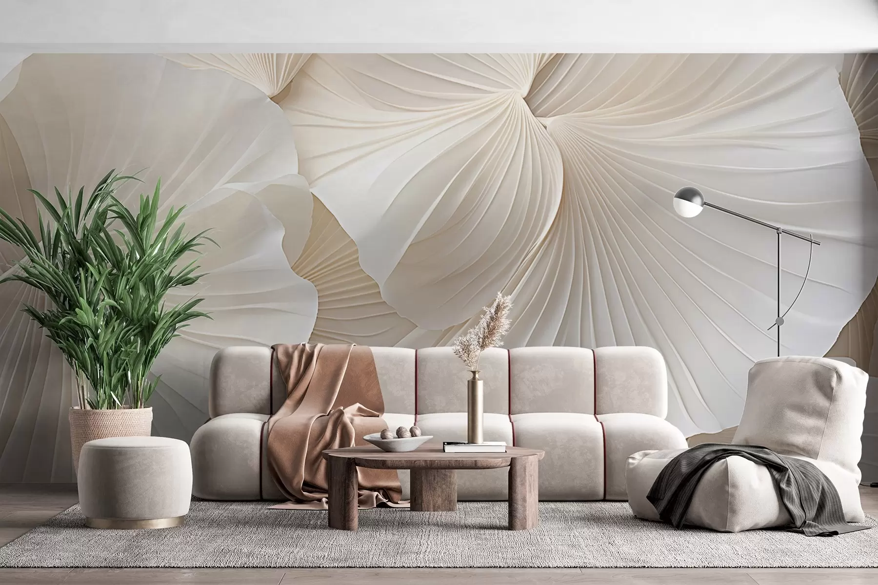 wall murals petals, flowers, white, cream, texture, tenderness, decorative w04216