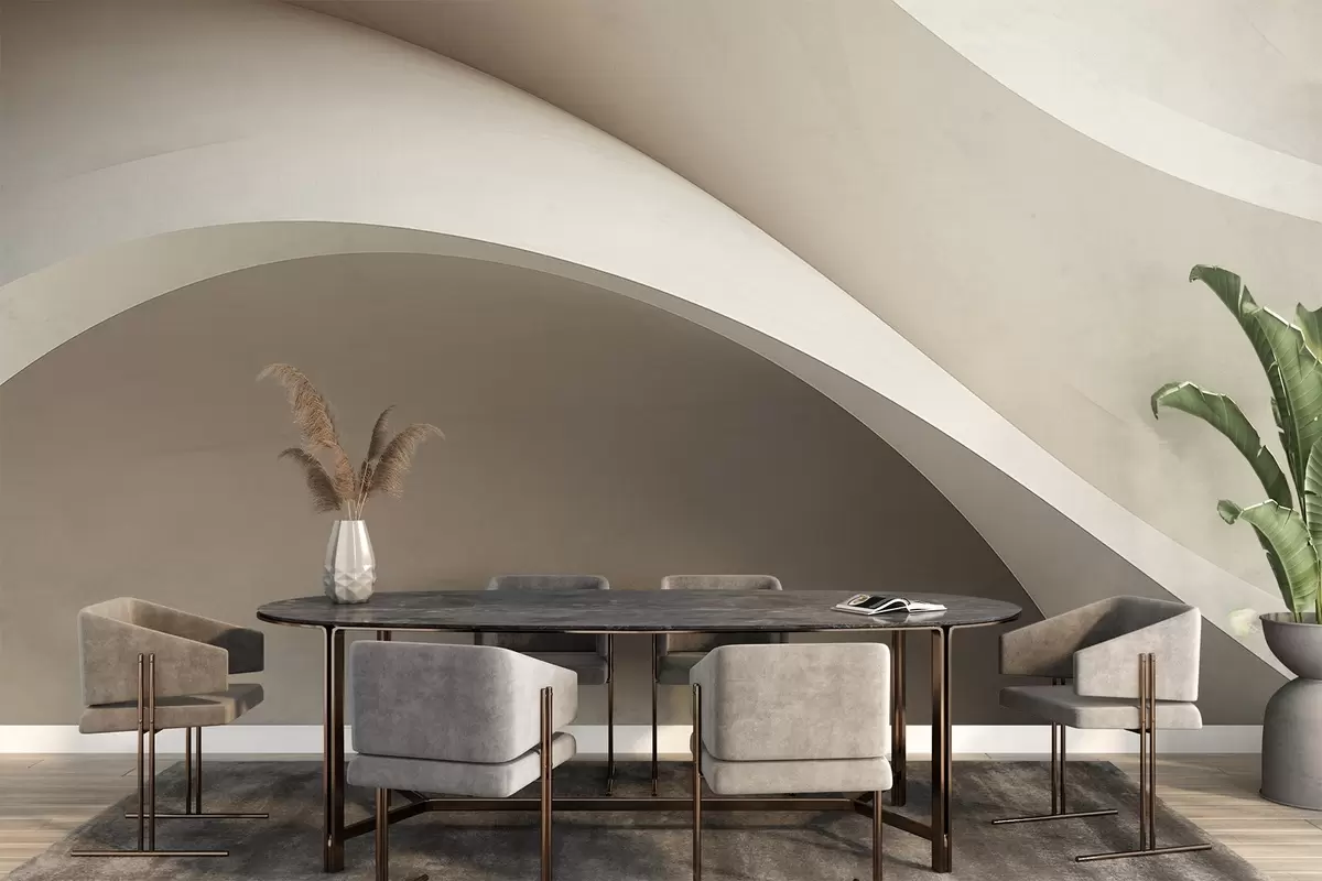 wall murals abstraction, waves, soft curves, beige, smooth, lines, modern w04217v1