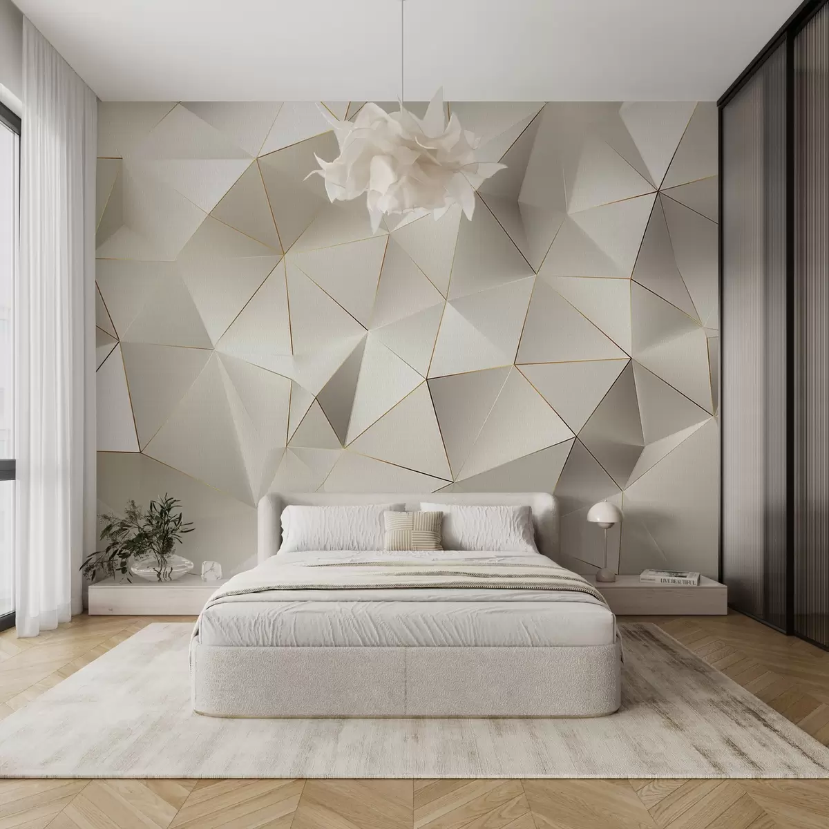 wall murals geometry, abstraction, light, facets, pattern, structure w04236
