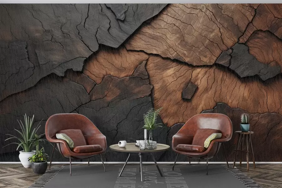 wall murals wood, texture, cracks, dark, bark, surface w04237