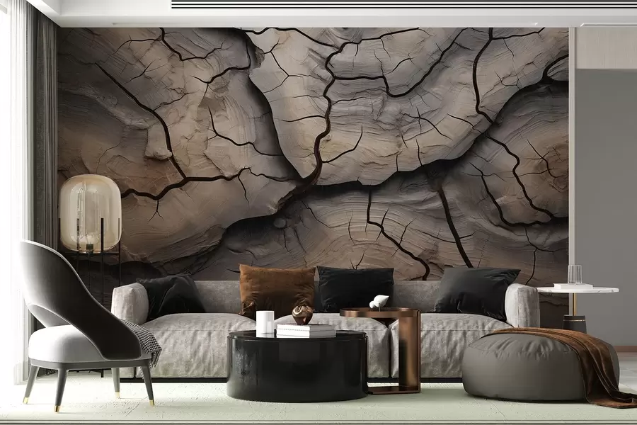 wall murals wood, cracks, light, texture, bark, natural w04238