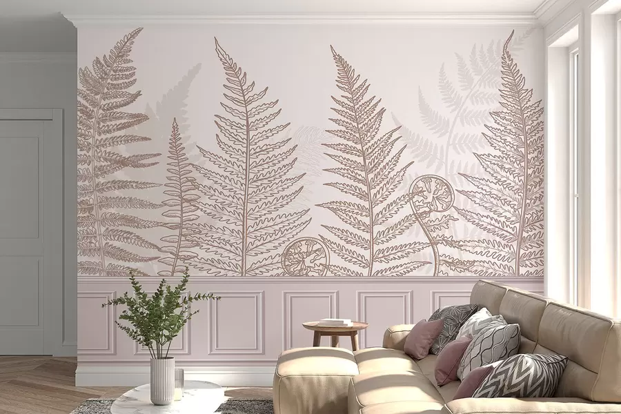 wall murals leaves, plants, fern, light, botanical, graphic w04239v1
