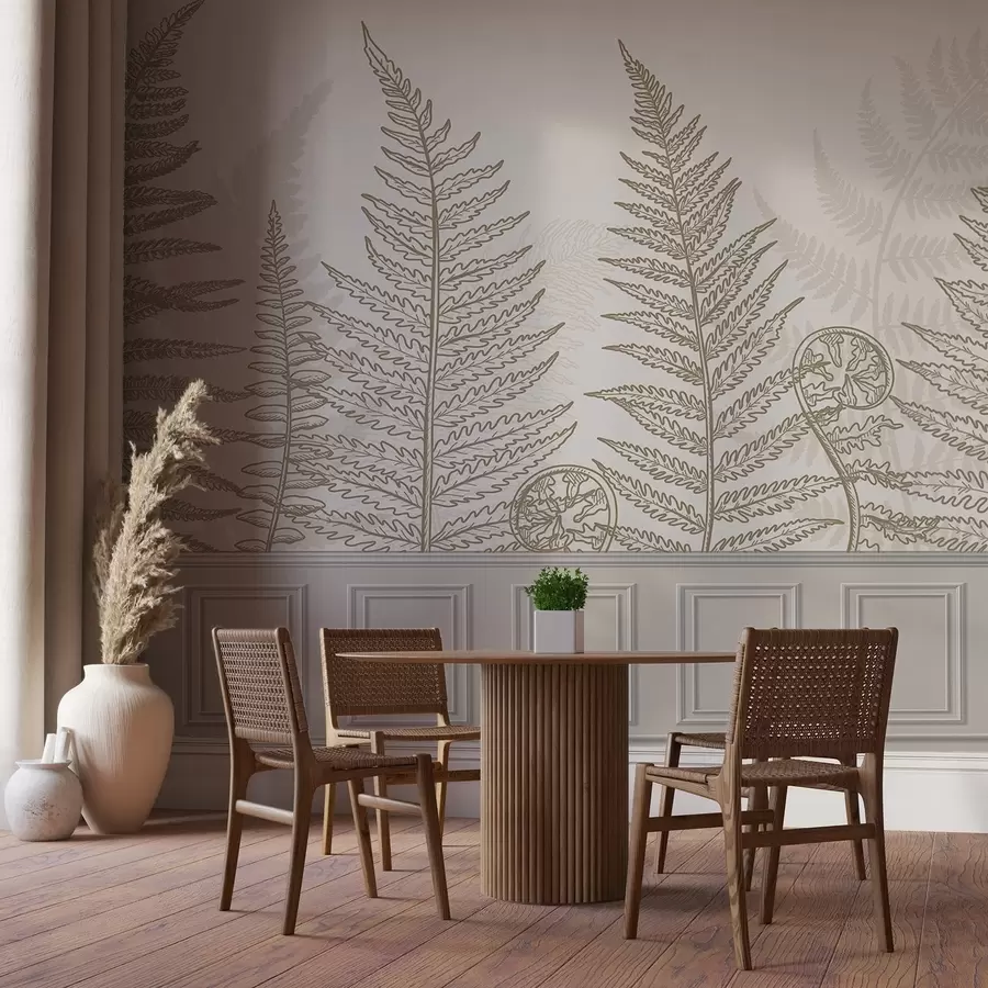 wall murals leaves, plants, fern, light, botanical, graphic w04239v2