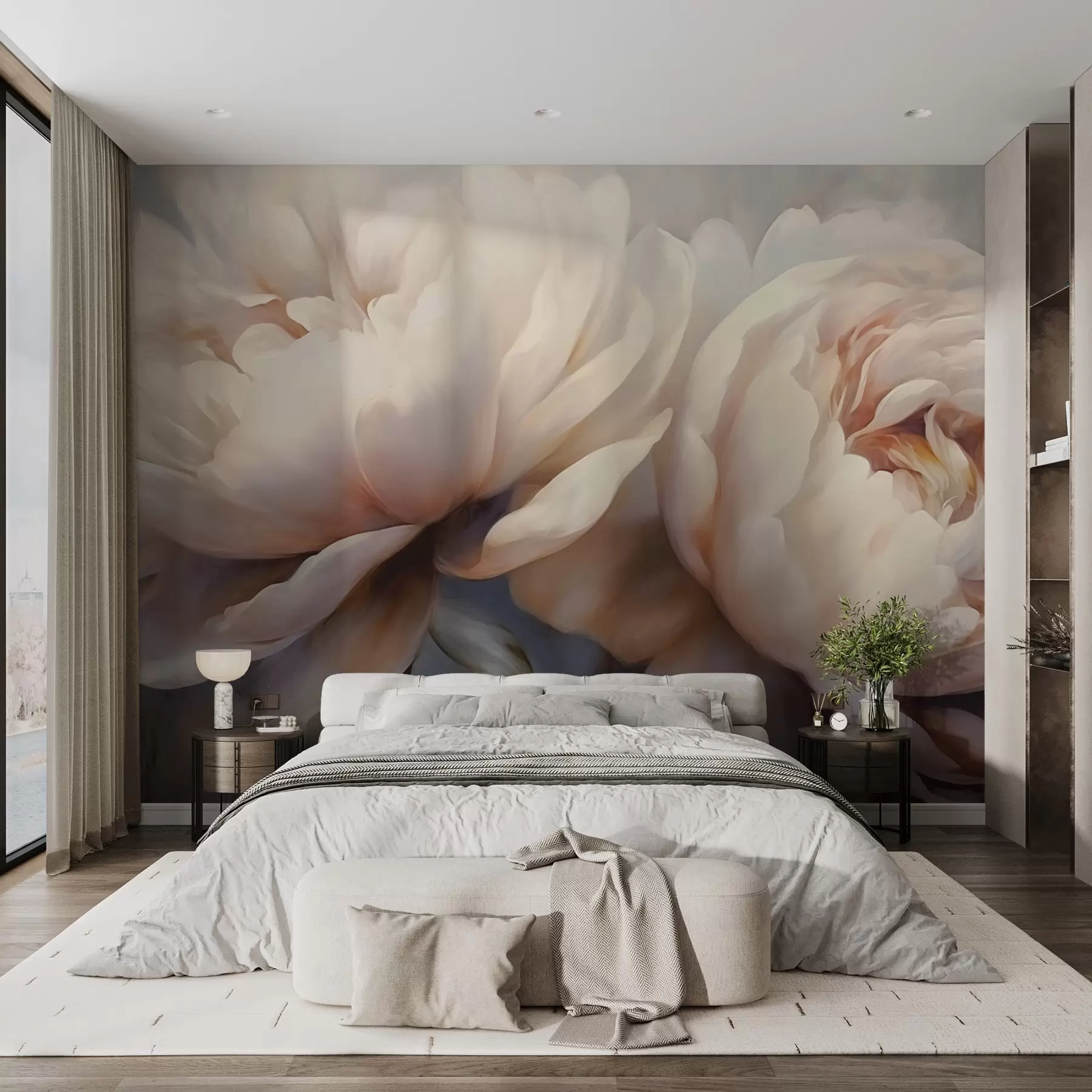 wall murals Delicate peonies w04225
