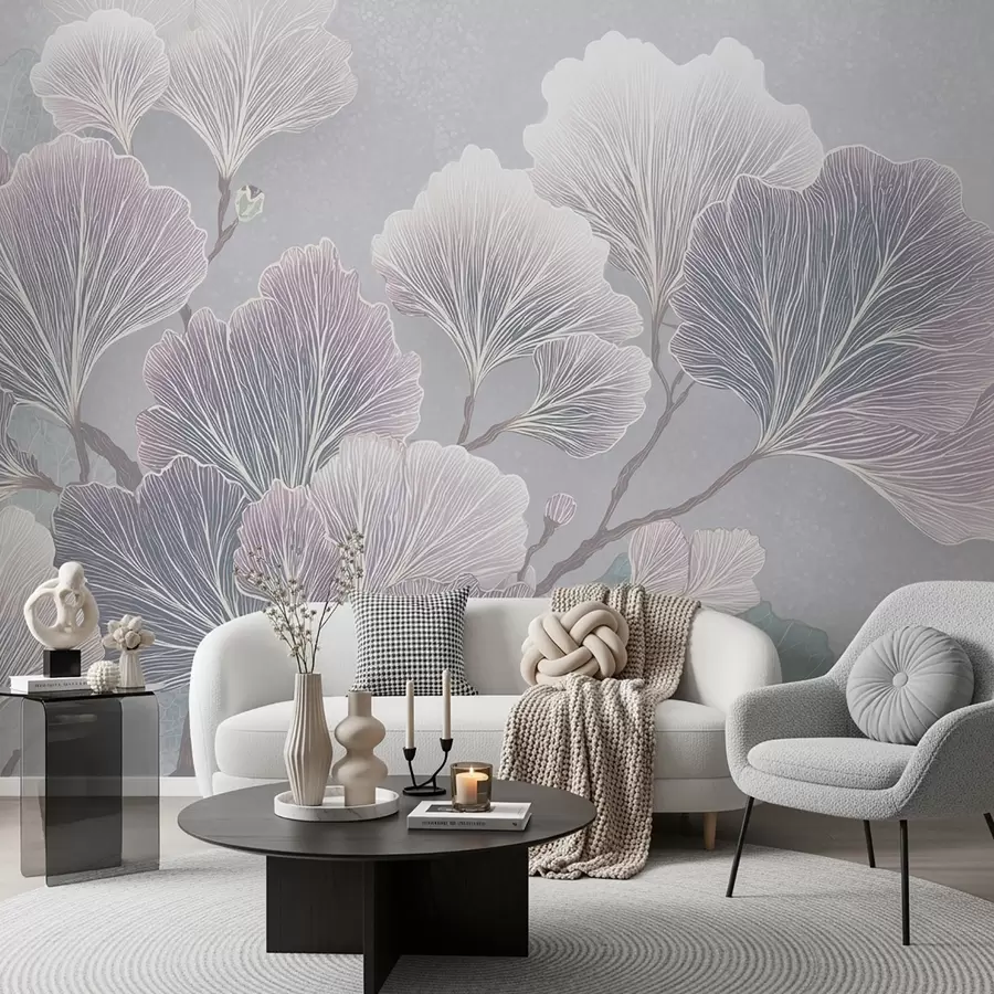 wall murals Branch of leaves in blue shades w09249v1