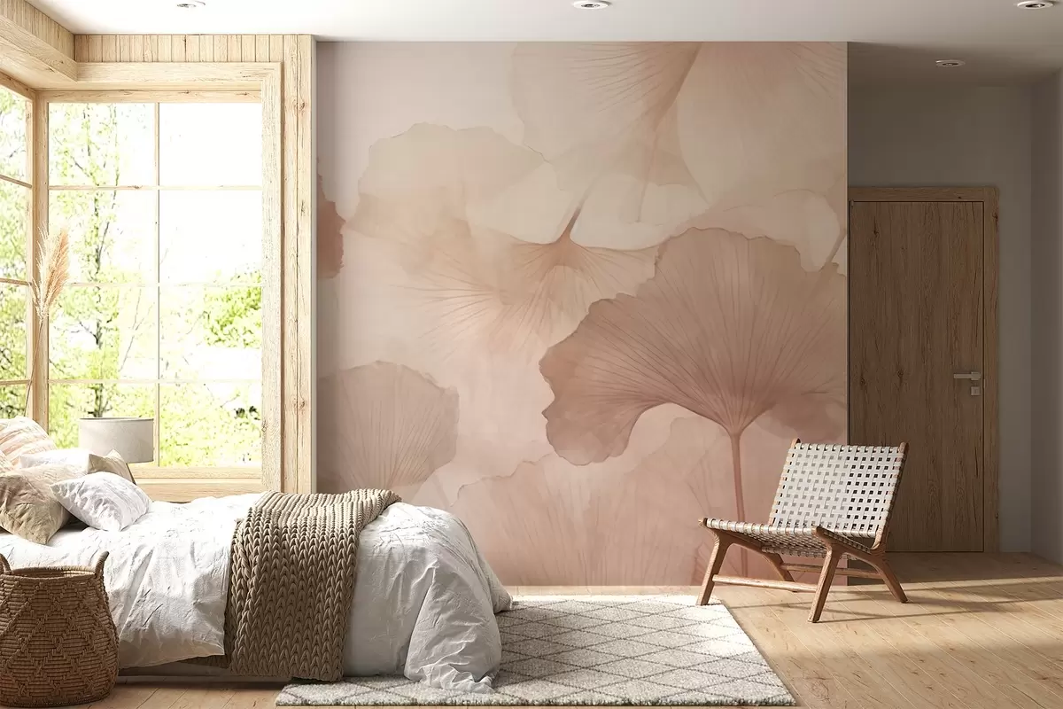 wall murals Ginkgo leaves w04280