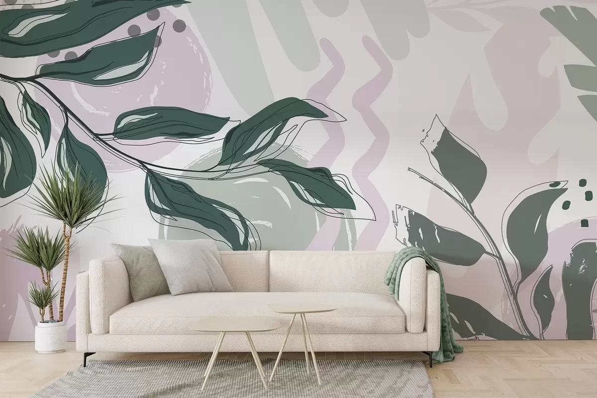wall murals Abstract leaves w04281v2