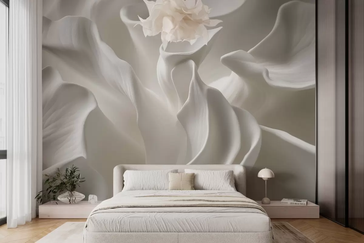 wall murals wavy petals with imitation of volume w04212