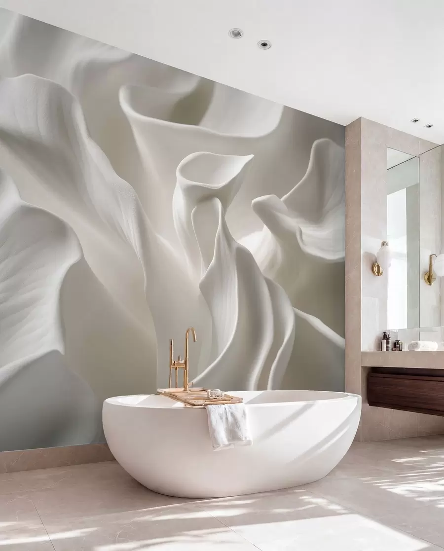 wall murals wavy petals with imitation of volume w04212