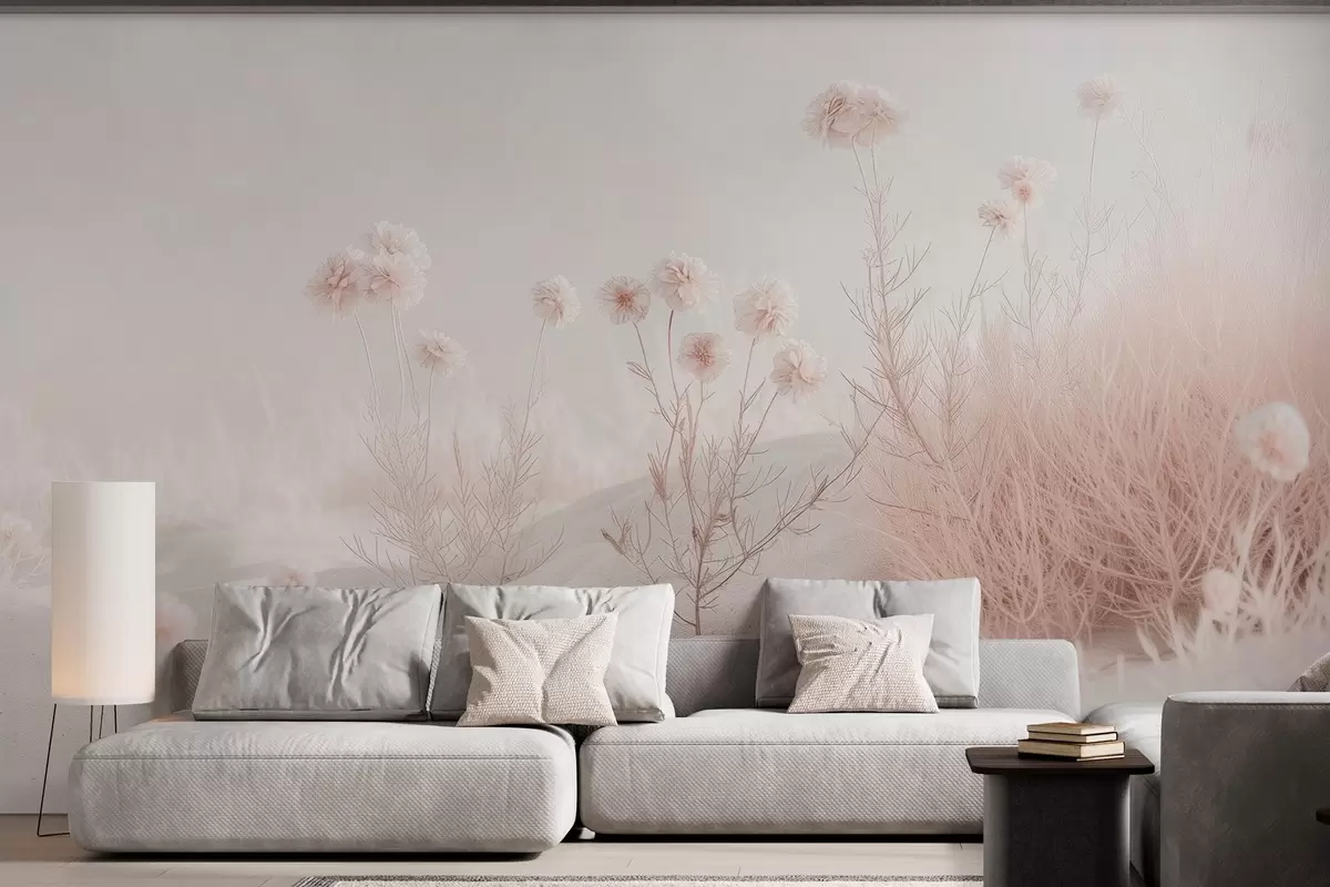 wall murals delicate dried flowers among the sand w04213