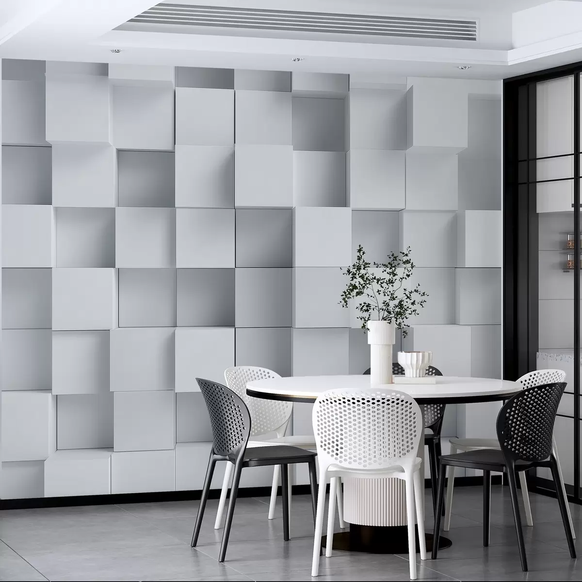 wall murals imitation of volumetric white cubes w04283