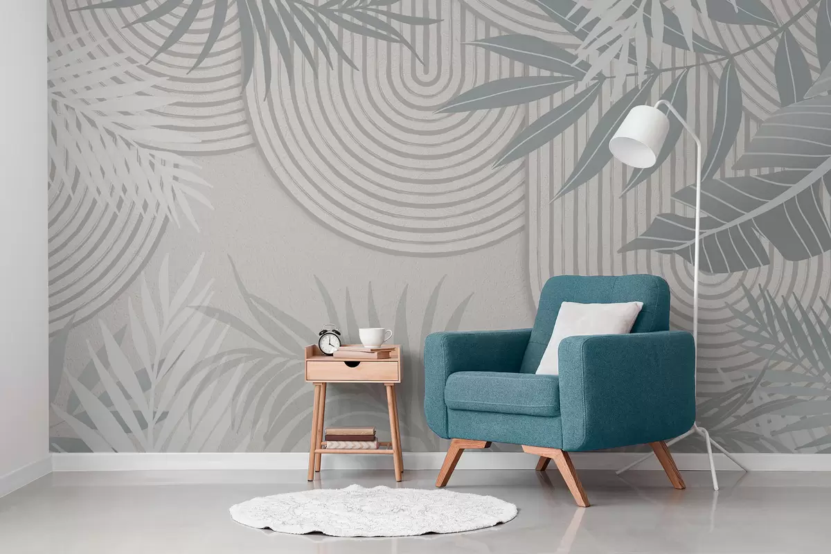 wall murals Abstraction with plant branches w04295