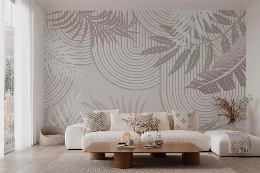 wall murals Abstraction with plant branches w04295v2