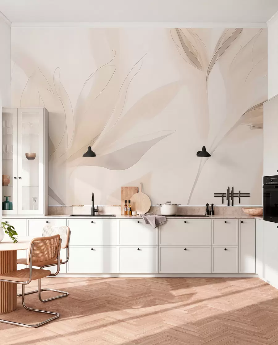 wall murals Light abstract leaves w04243