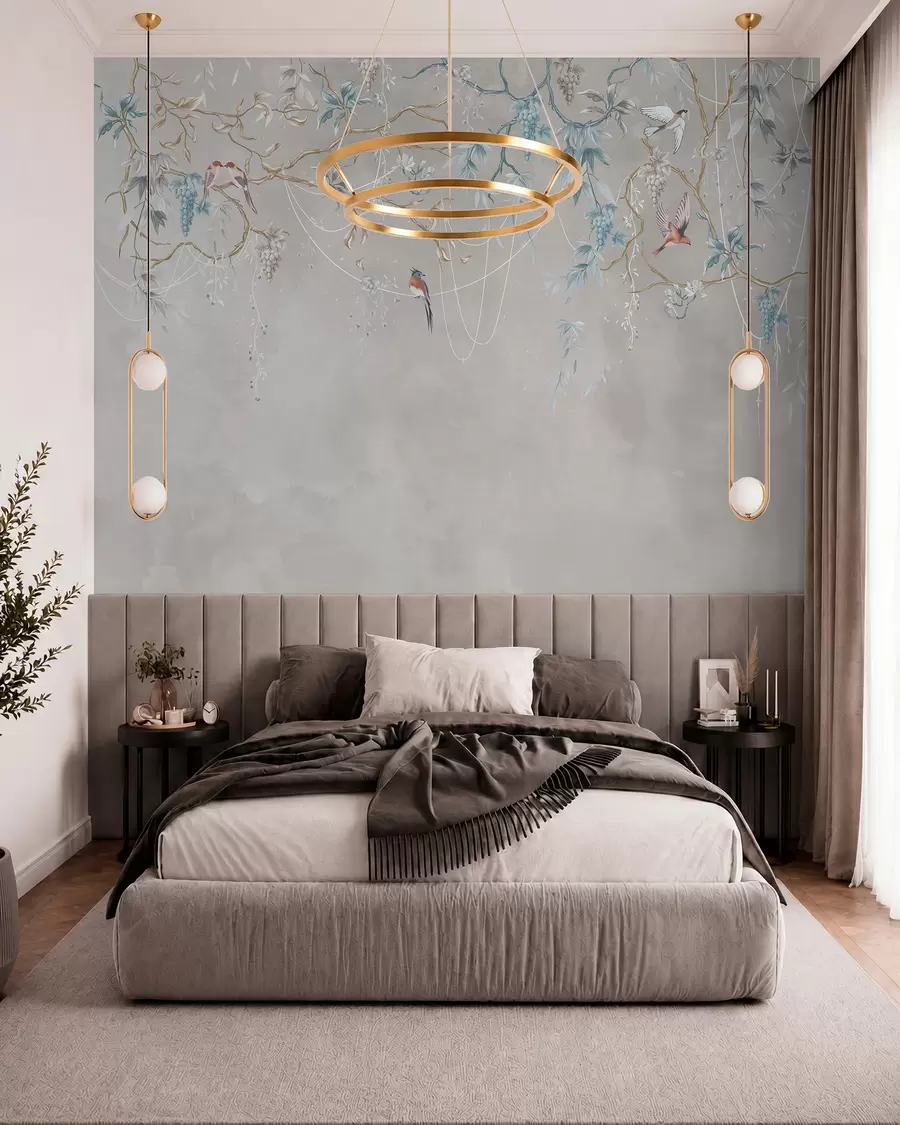 wall murals Variant with a very light background and blue accents w04302v2