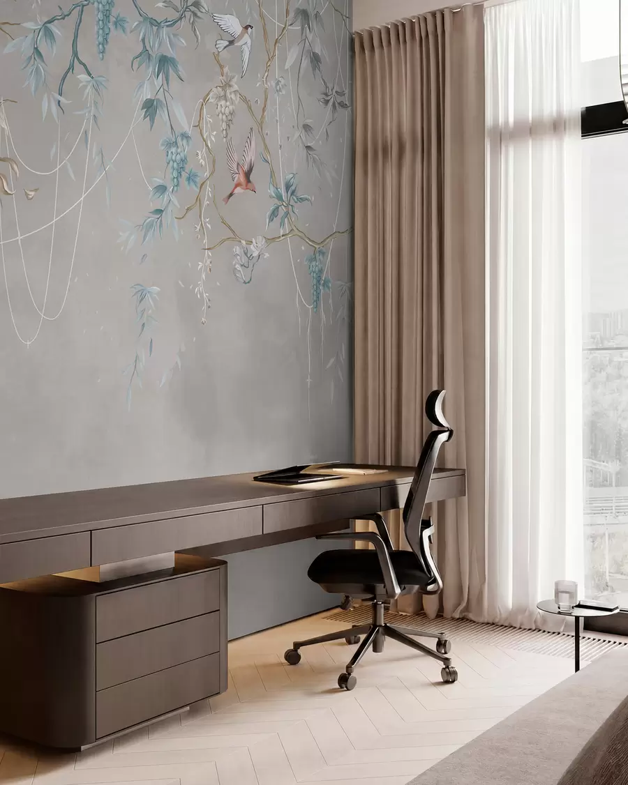 wall murals Variant with a very light background and blue accents w04302v2