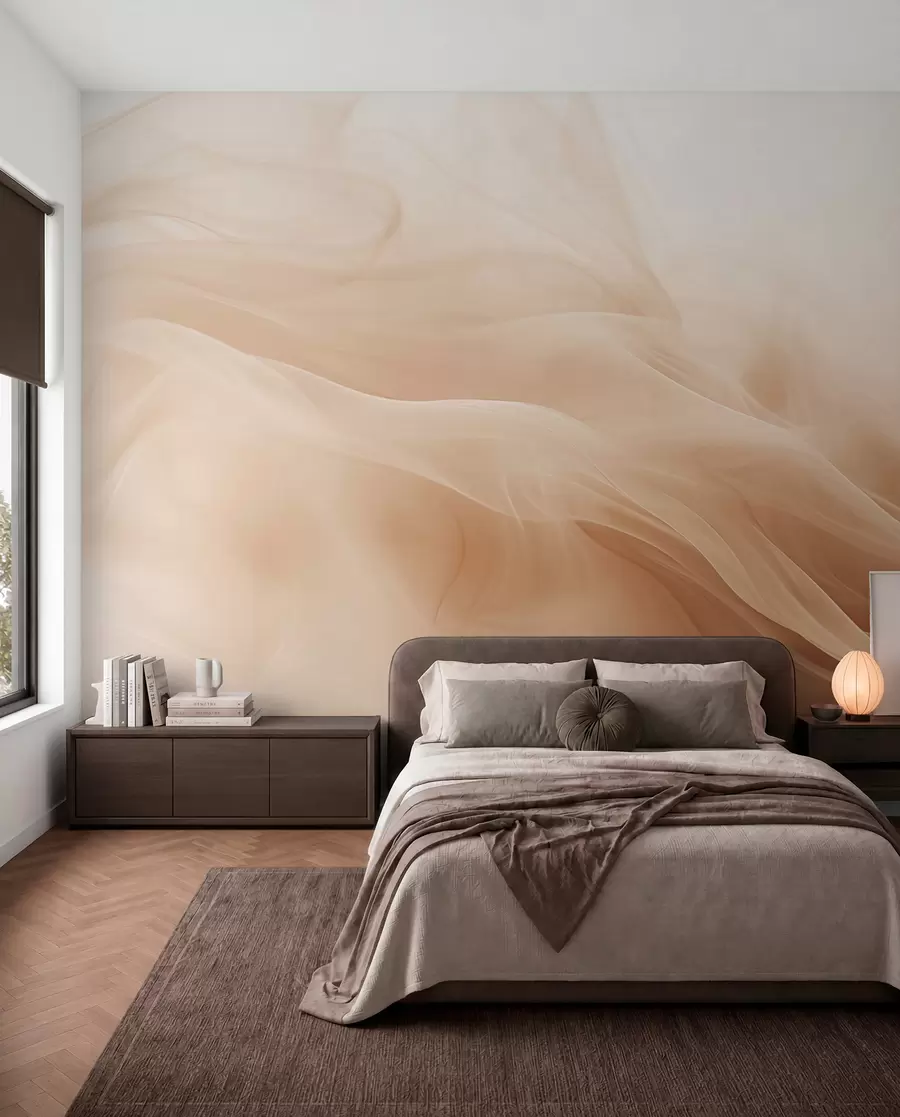 wall murals Beige smoky waves in abstract style w09273