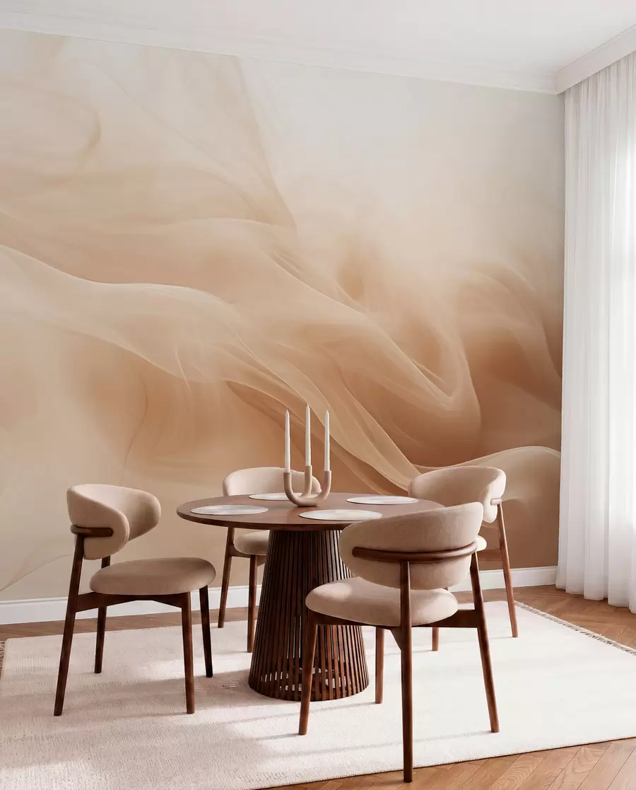 wall murals Beige smoky waves in abstract style w09273