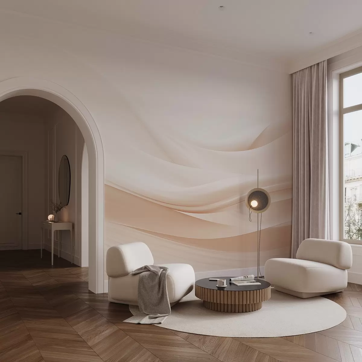 wall murals Gentle airy waves in pastel shades w09279