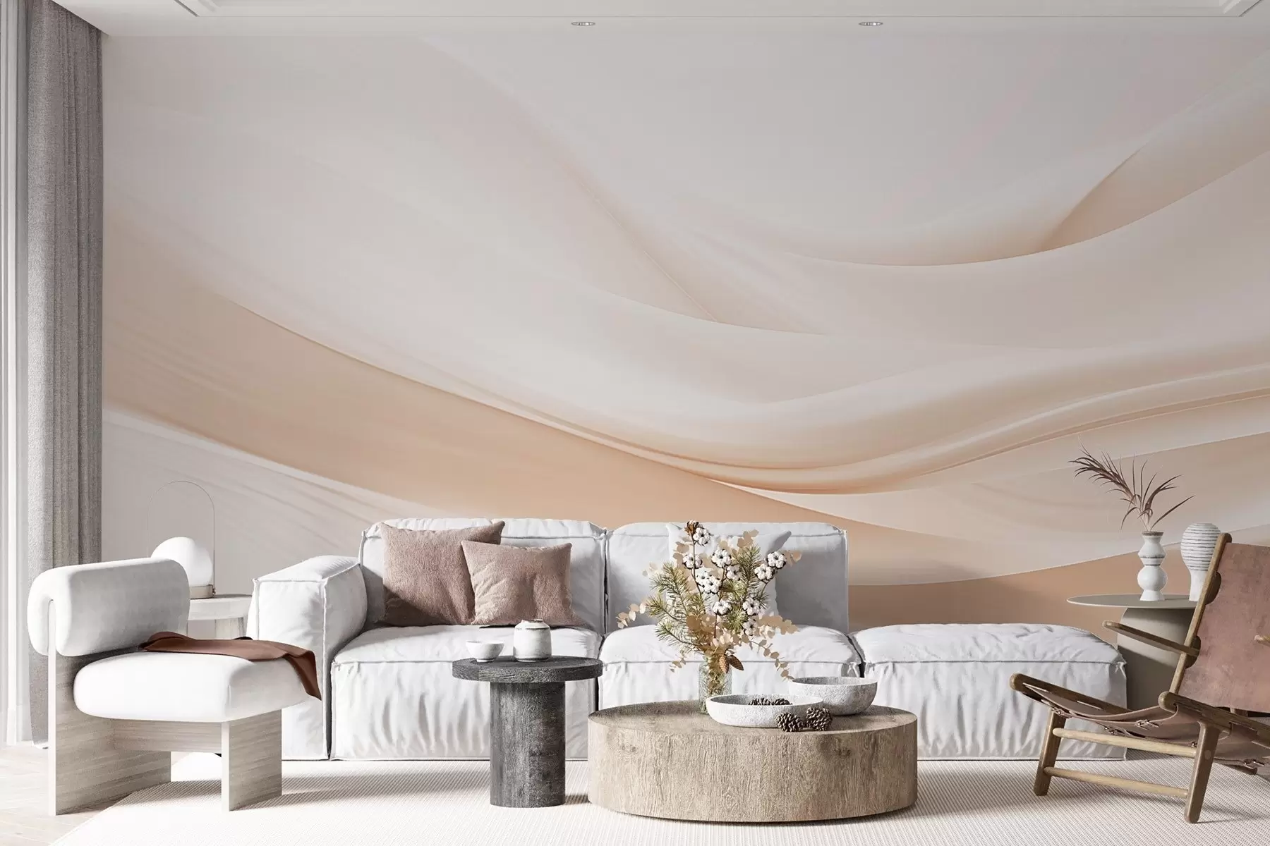 wall murals Gentle airy waves in pastel shades w09279