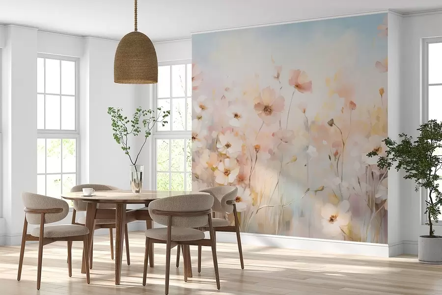 wall murals Wildflowers in pastel shades in watercolor style w09280