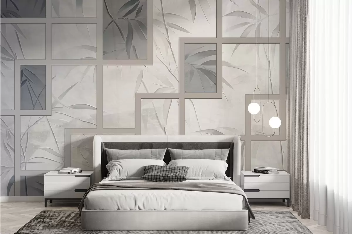 wall murals Bamboo and geometry w04319