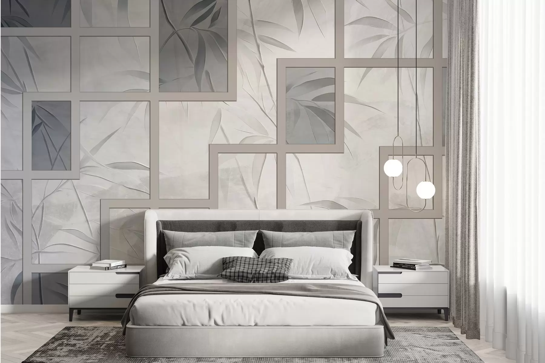 wall murals Bamboo and geometry w04319