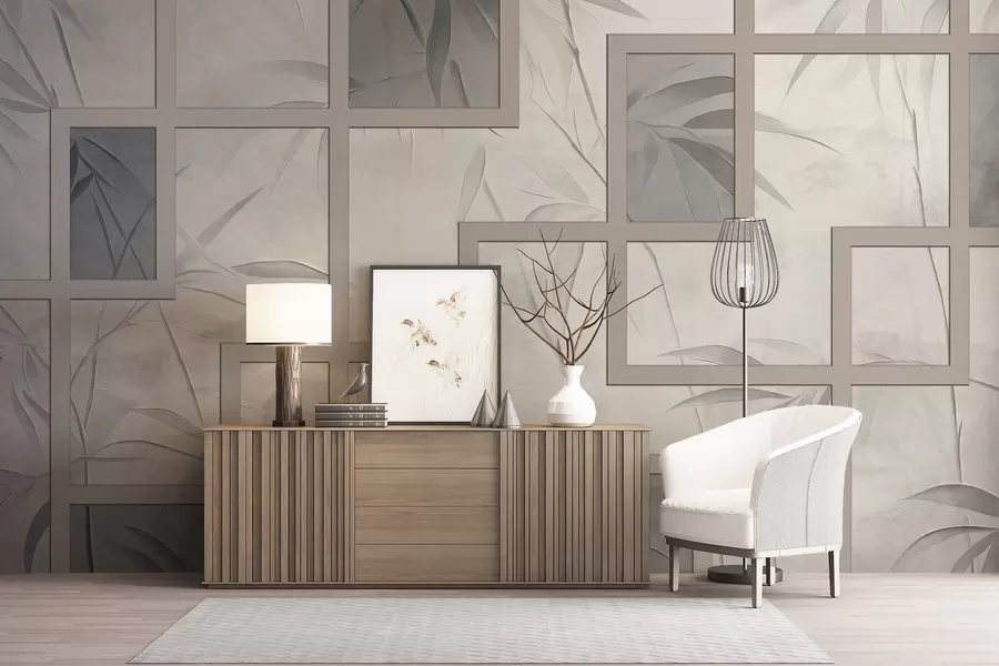 wall murals Bamboo and geometry w04319