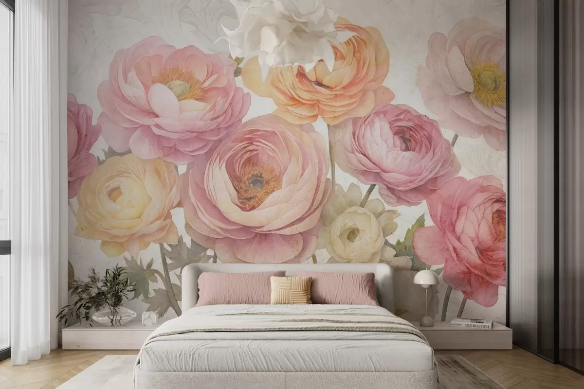 wall murals Vintage bouquet of ranunculus w04326