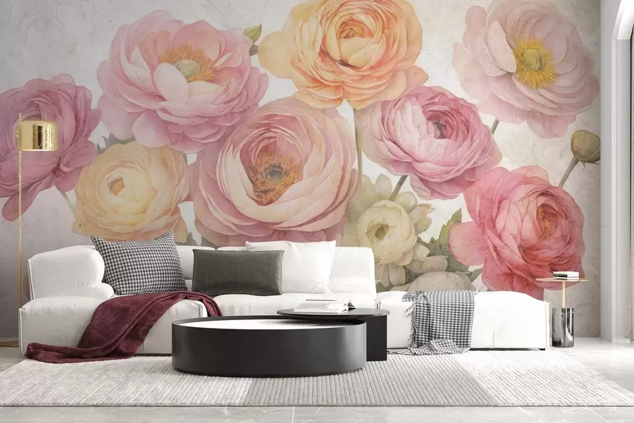 wall murals Vintage bouquet of ranunculus w04326