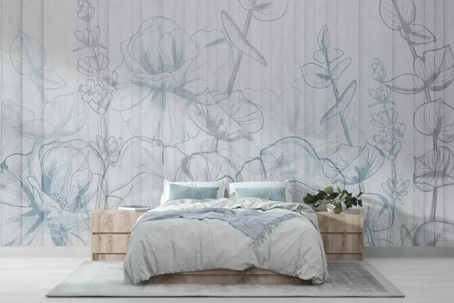 wall murals Plant silhouettes on a concrete background w04327v1