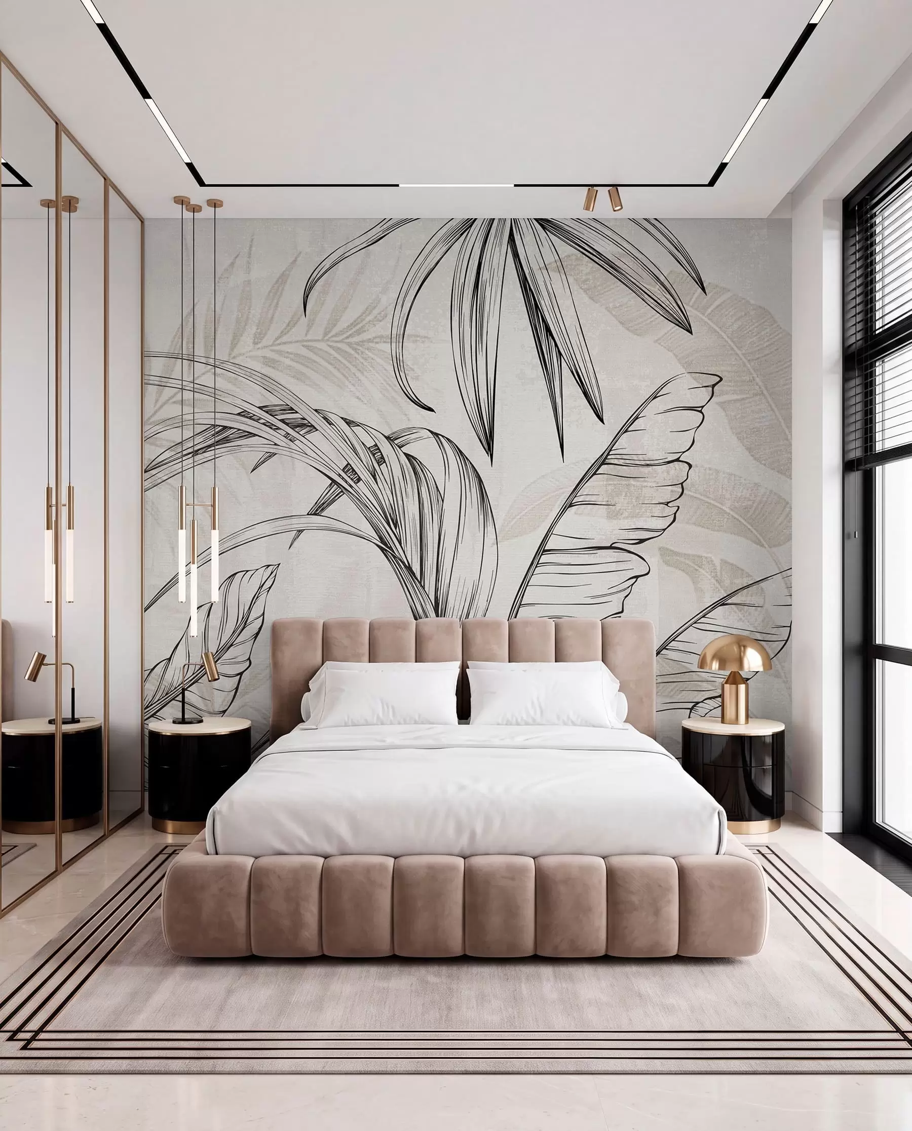 wall murals Leaves on background with imitation blur and texture w04362