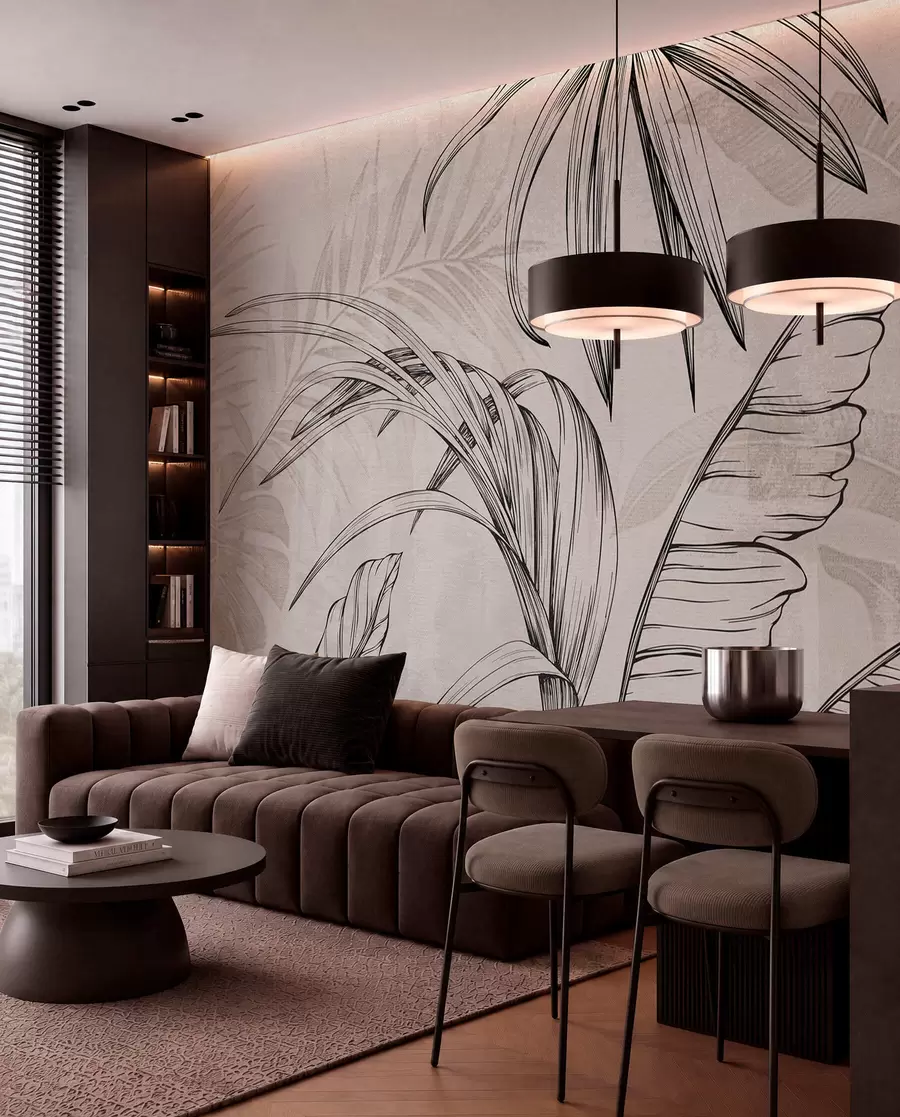 wall murals Leaves on background with imitation blur and texture w04362