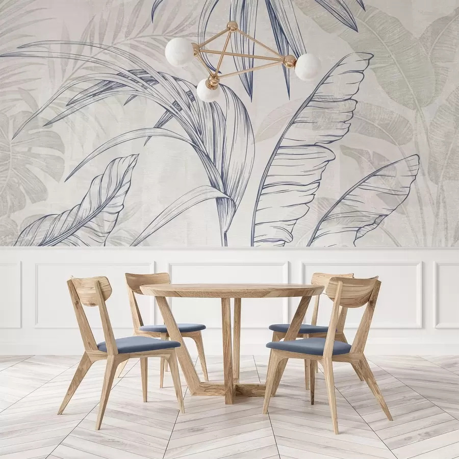 wall murals Leaves on background with imitation blur and texture w04362v1