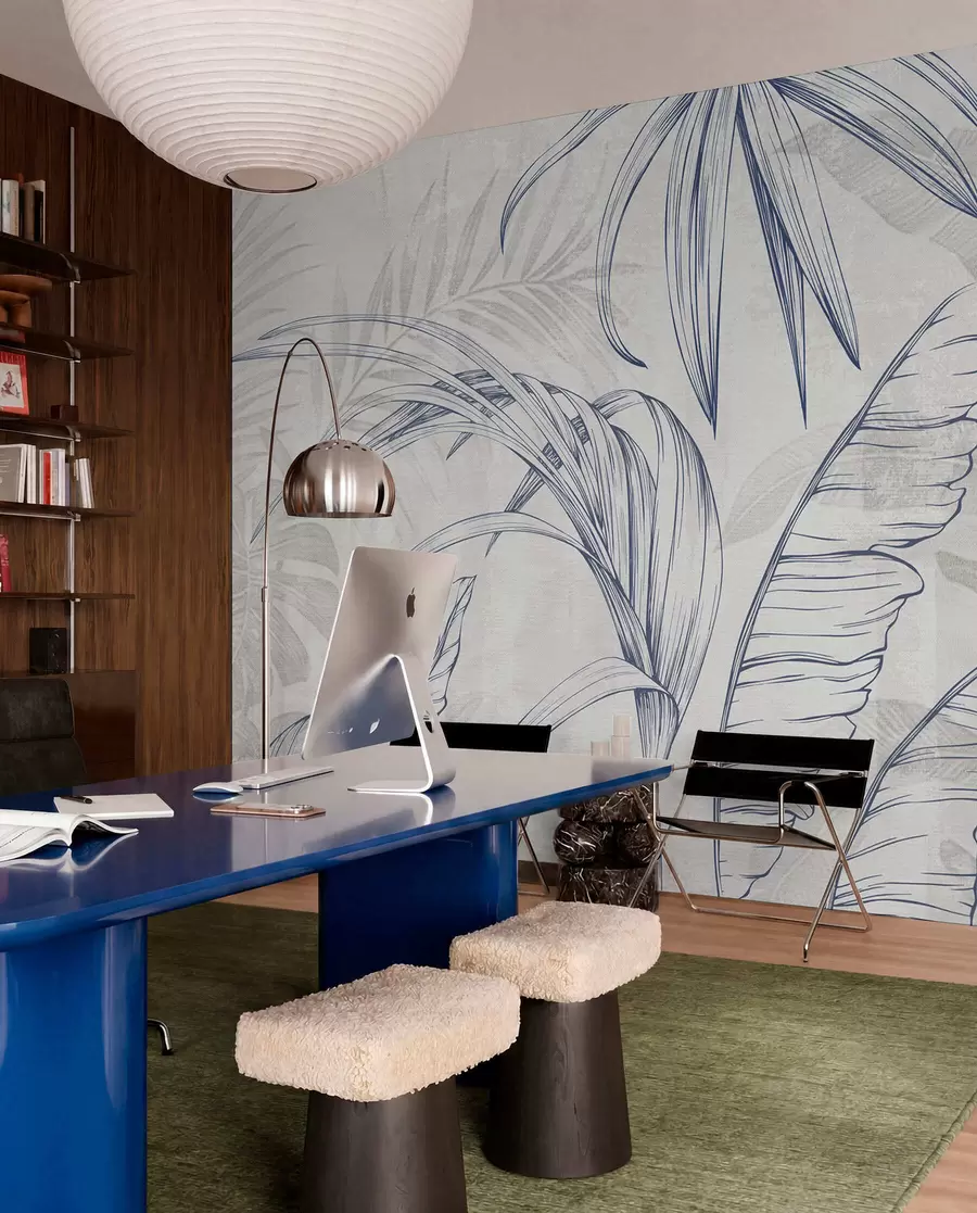 wall murals Leaves on background with imitation blur and texture w04362v1