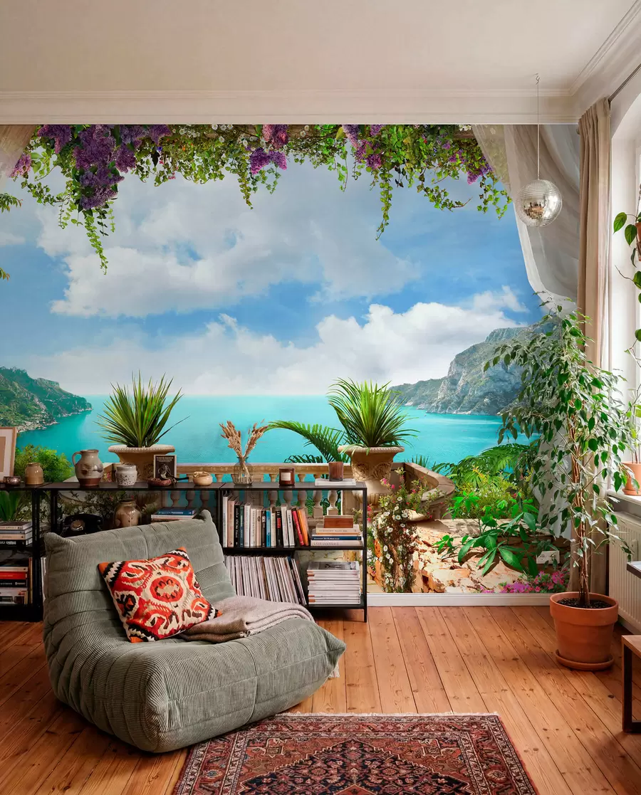wall murals Veranda, overlooking the bay u68055
