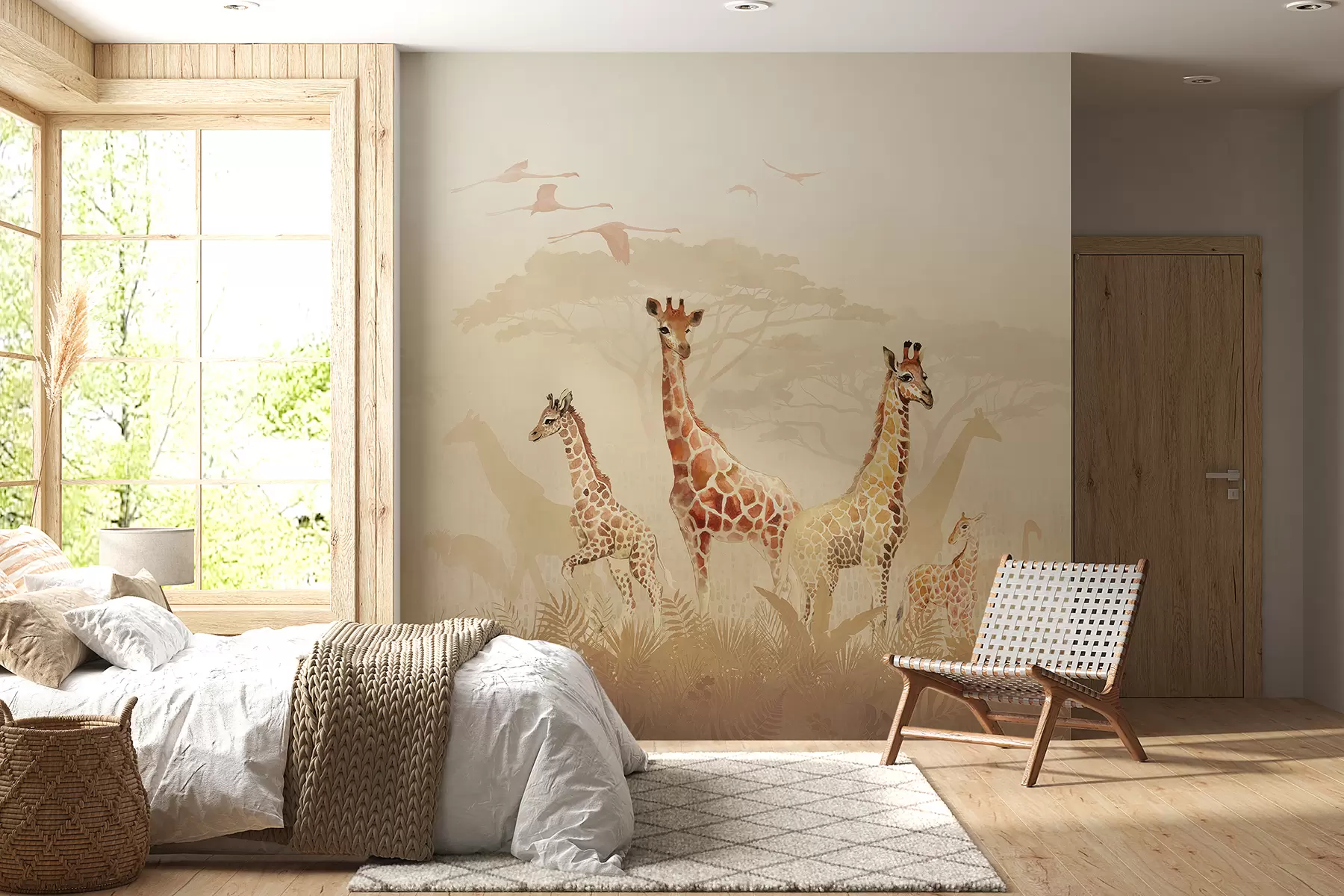 wall murals Giraffes in the savannah u78437